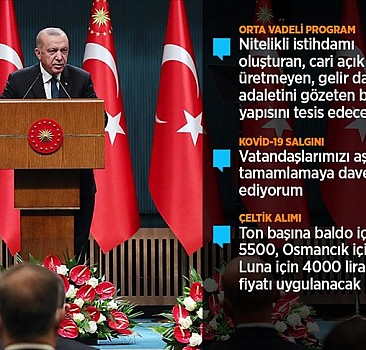 Erdoğan: Milli gelirimizi Orta Vadeli Program dönemi sonunda 1 trilyon dolar seviyesine taşıyacağız
