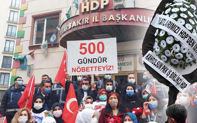 Diyarbakır anneleri HDP önüne siyah çelenk bıraktı