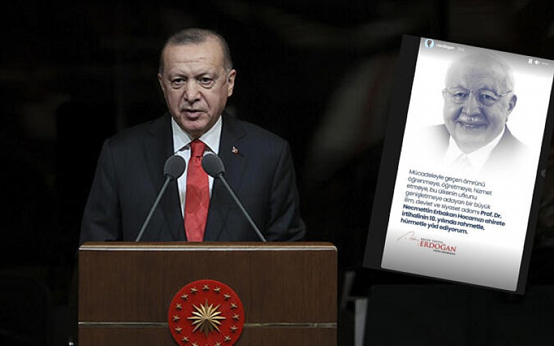​Cumhurbaşkanı Erdoğan, Necmettin Erbakan'ı andı