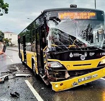 İETT otobüsü ile yolcu otobüsleri çarpıştı: 1 yaralı