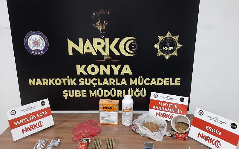 Konya'da uyuşturucu operasyonunda yakalanan 5 şüpheli tutuklandı